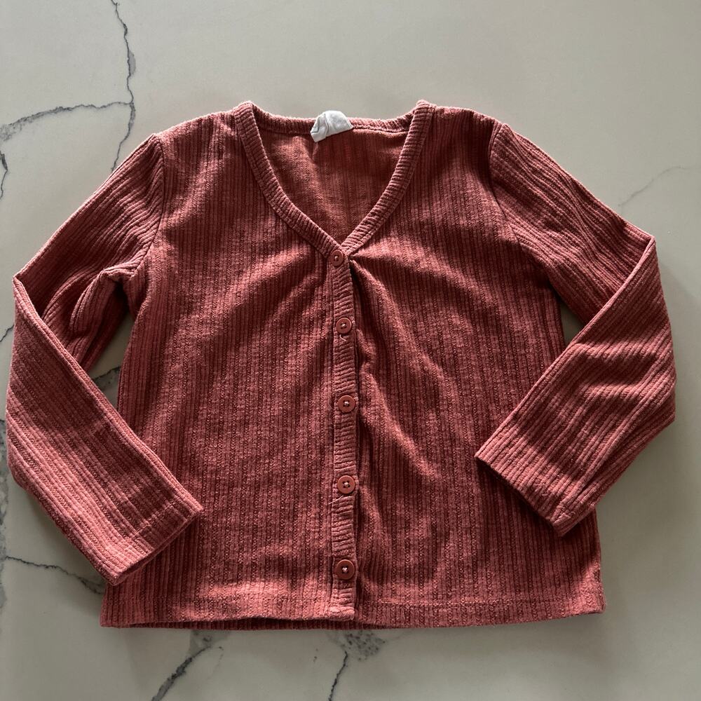Cotton On Rust Ribbed Button-Down Cardigan - Size 6 - Picture 4 of 4
